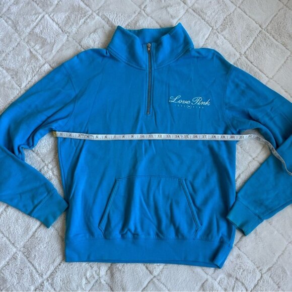 Victoria’s Secret PINK | Bright Blue Logo Quarter-Zip Pullover | Size Small - Picture 10 of 11